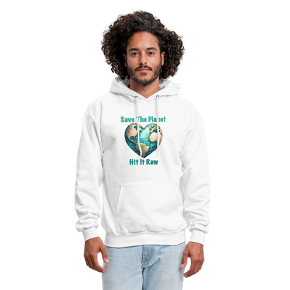 Save The Planet Hit It Raw Hoodie (Funny Environmental Awareness) - white