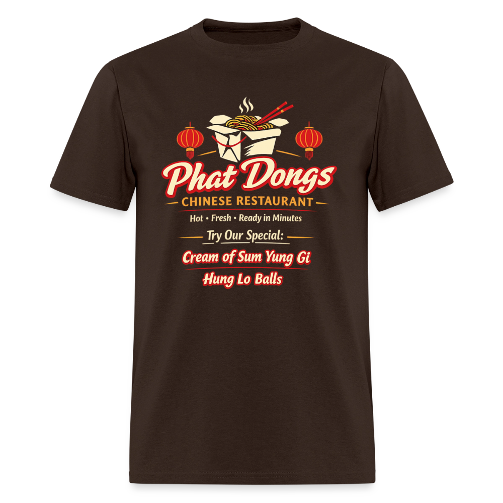 Phat Dongs Funny Chinese Restaurant T-Shirt - brown