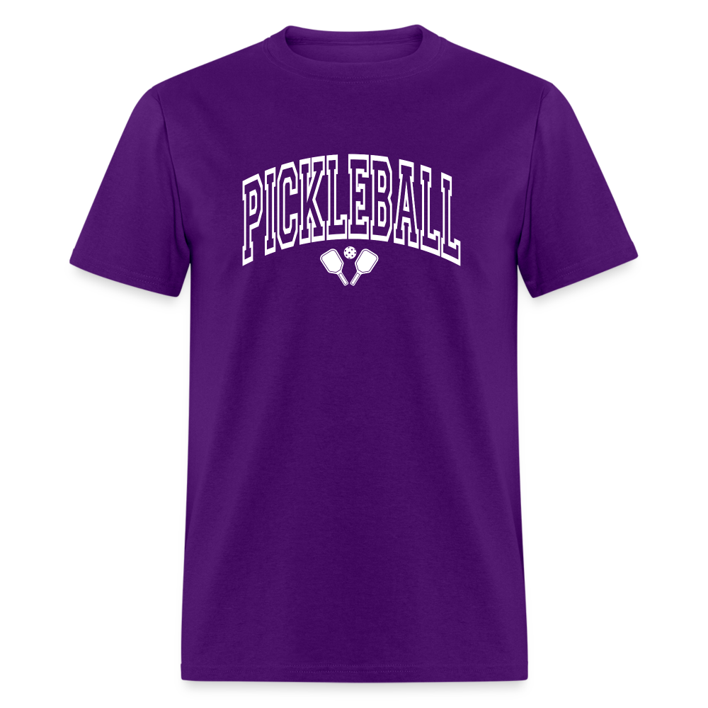 Pickleball T-Shirt (White Arch Letters) - purple