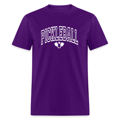 Pickleball T-Shirt (White Arch Letters) - purple