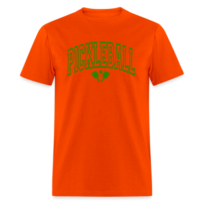 Pickleball T-Shirt (Green Arch Letters) - orange