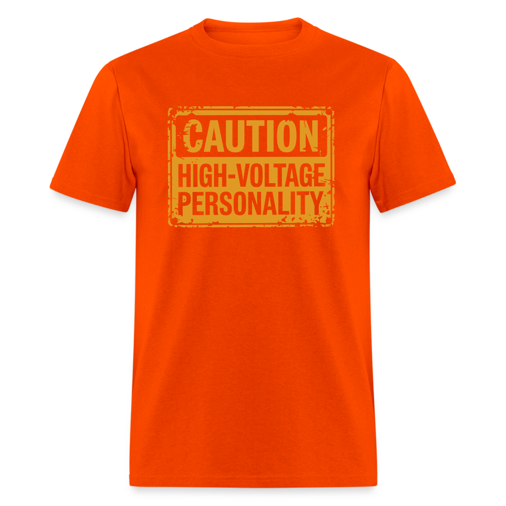 Caution High Voltage Personality T-Shirt - orange