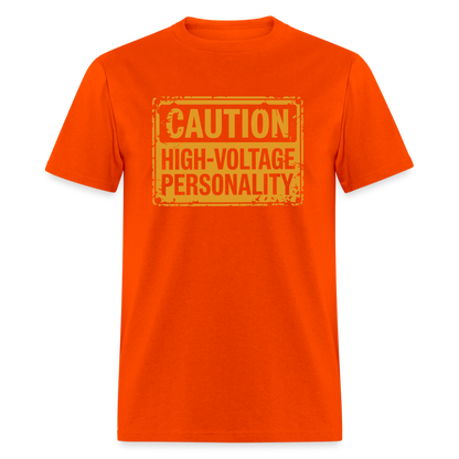 Caution High Voltage Personality T-Shirt - orange