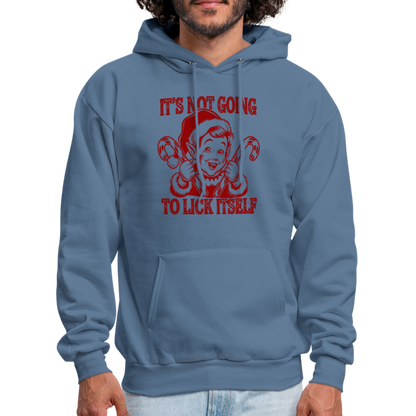 It's Not Going To Lick Itself (Naughty Christmas Elf) Hoodie - denim blue