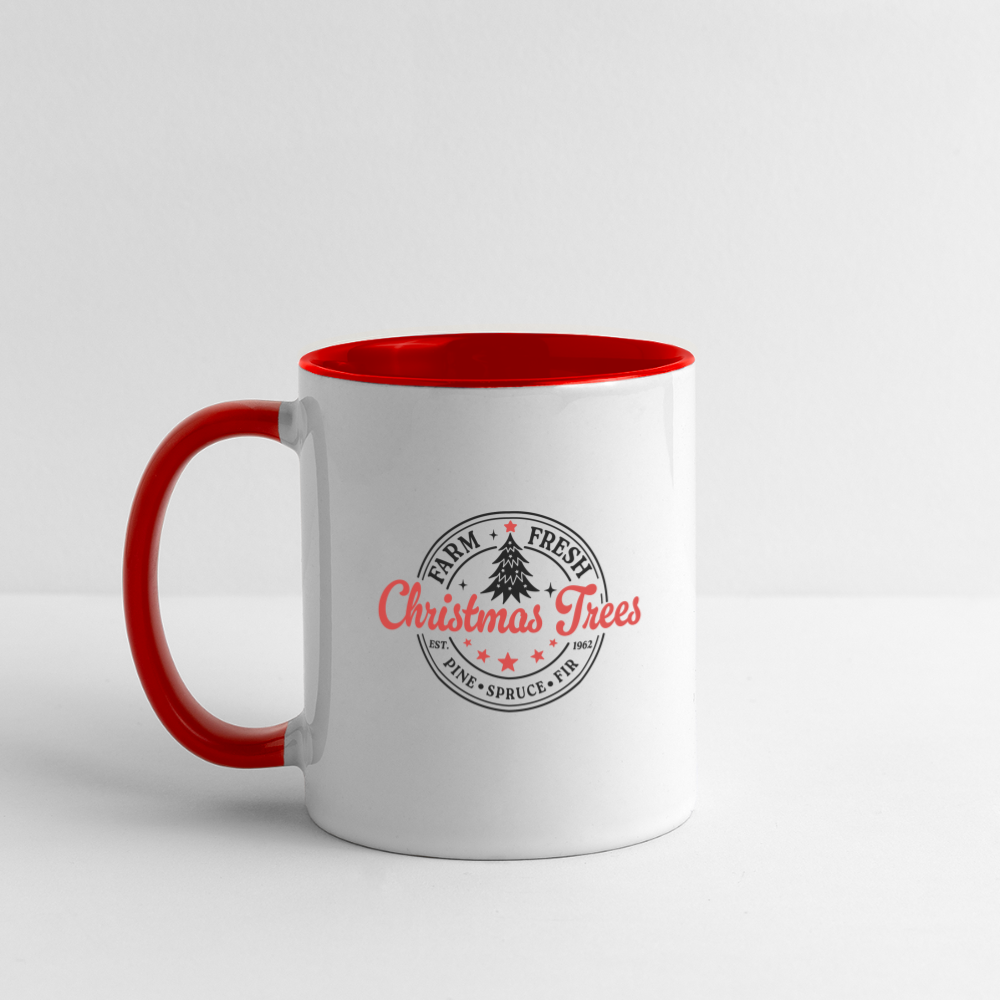 Farm Fresh Christmas Trees Coffee Mug - Color: white/red