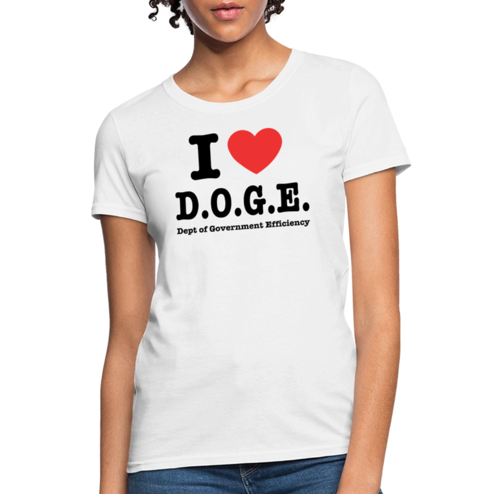 I Heart DOGE (Dept of Government Efficiency) Women's Contoured T-Shirt - white