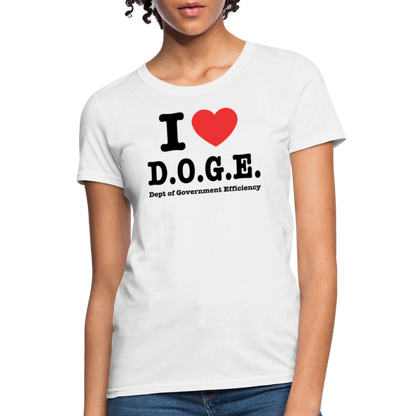 I Heart DOGE (Dept of Government Efficiency) Women's Contoured T-Shirt - white