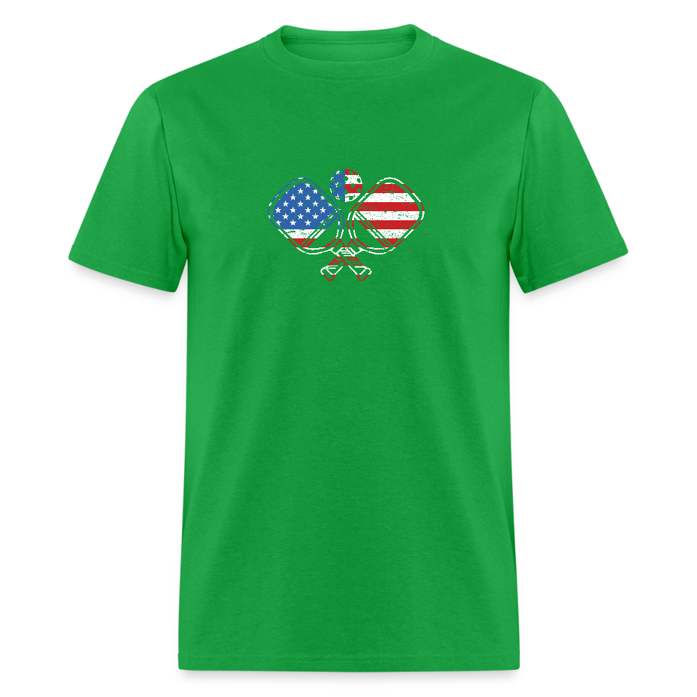 American Flag Pickleball Paddle T-Shirt - bright green