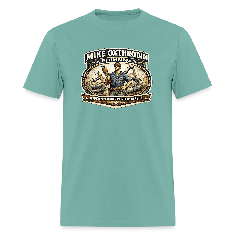 Mike Oxthrobin Plumbing T-Shirt Funny Adult Humor Tee Color: aquatic