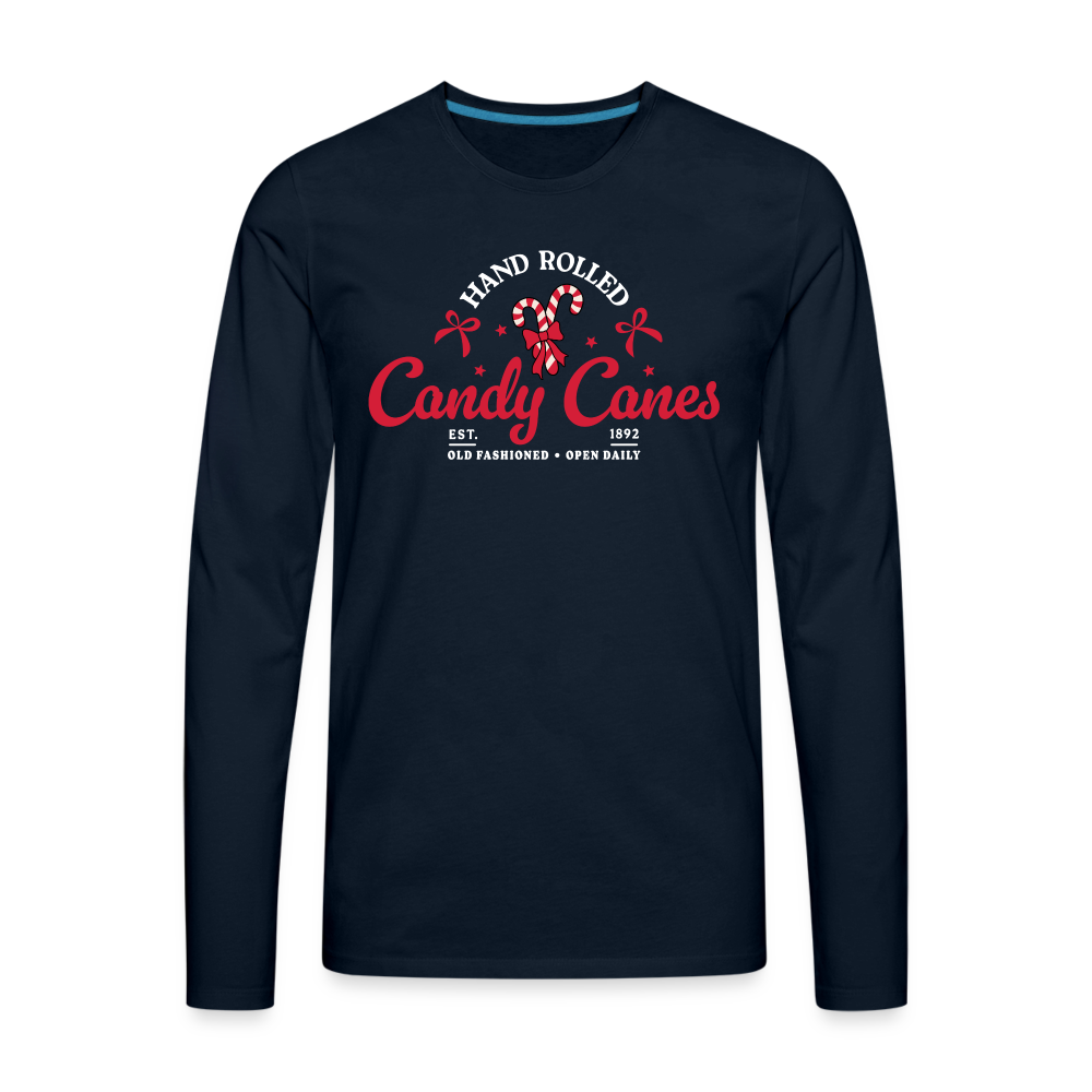 Hand Rolled Candy Canes Men's Premium Long Sleeve T-Shirt - deep navy