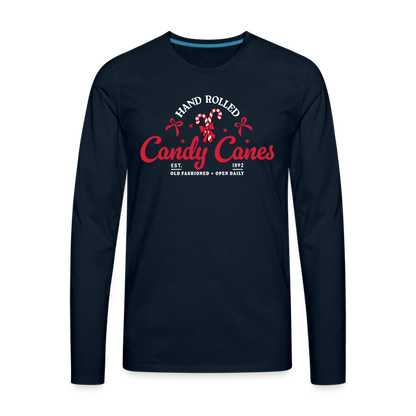 Hand Rolled Candy Canes Men's Premium Long Sleeve T-Shirt - deep navy