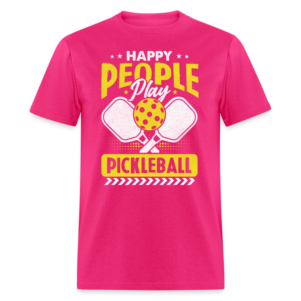 Happy People Play Pickleball T-Shirt - fuchsia