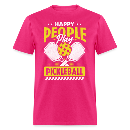 Happy People Play Pickleball T-Shirt - fuchsia