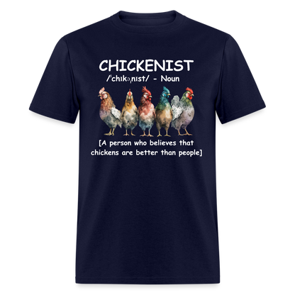 Chickenist T-Shirt (Chickens are better than people) - navy