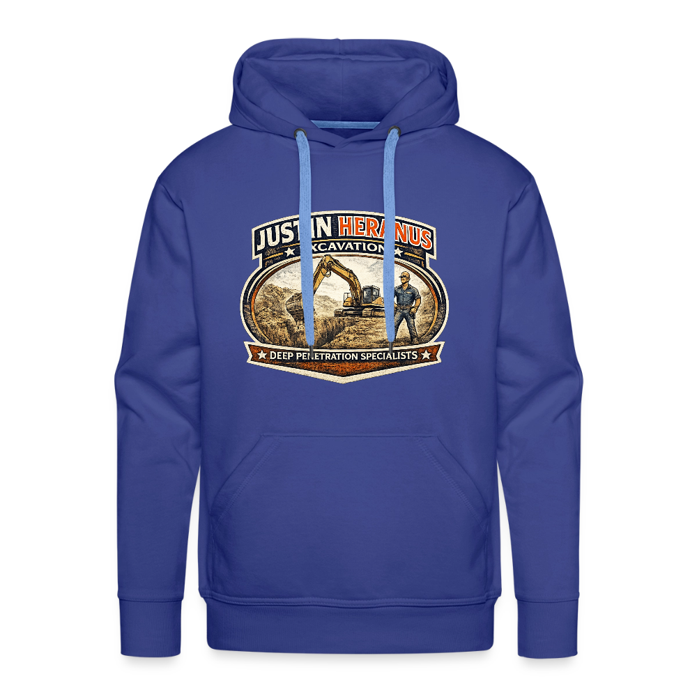 Justin Heranus Drilling Co Hoodie Funny Adult Humor Gear Color: royal blue