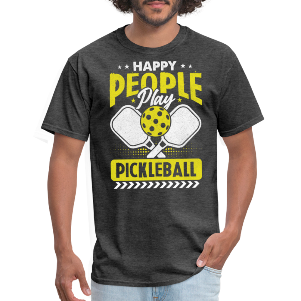 Happy People Play Pickleball T-Shirt - heather black