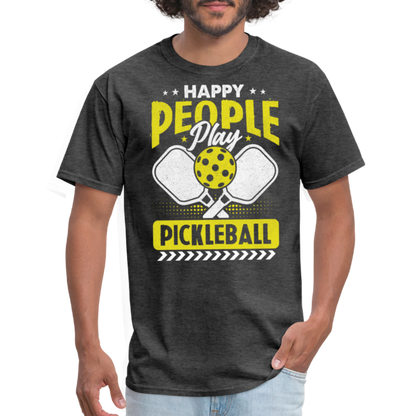 Happy People Play Pickleball T-Shirt - heather black