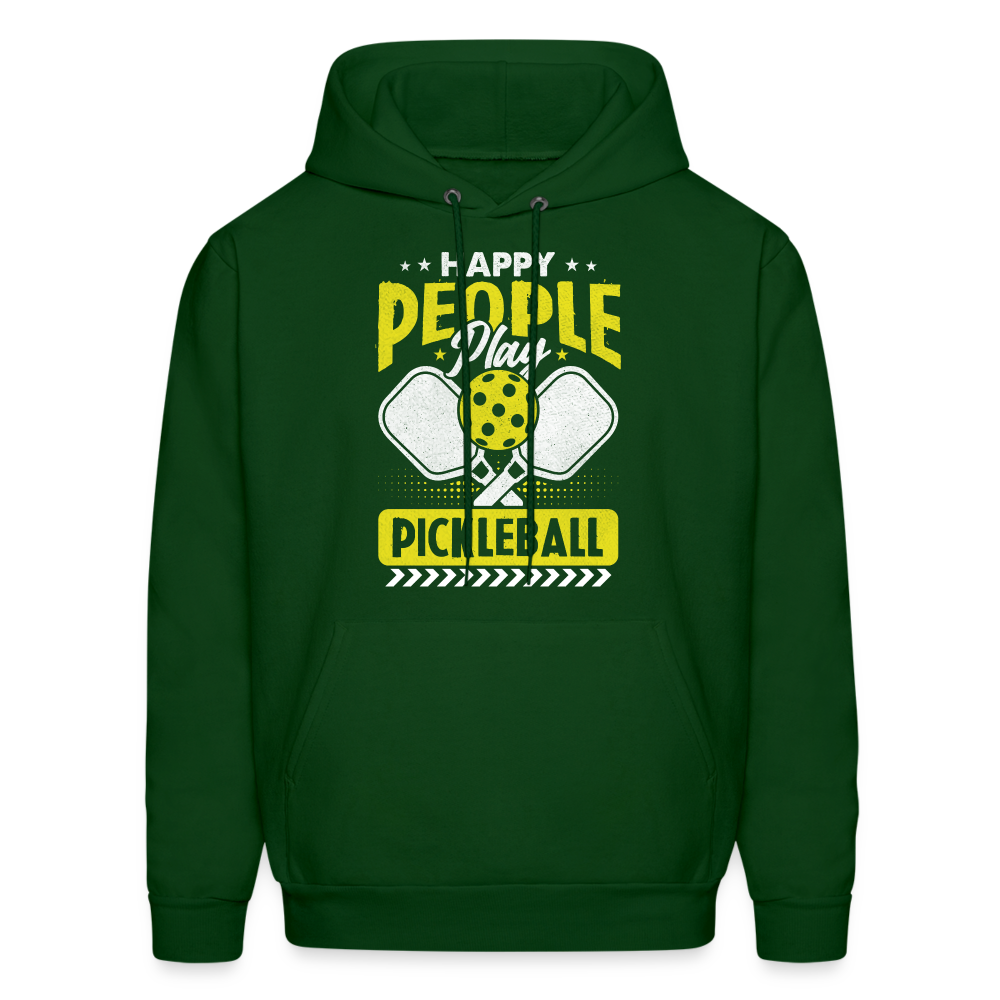 Happy People Play Pickleball Hoodie - forest green