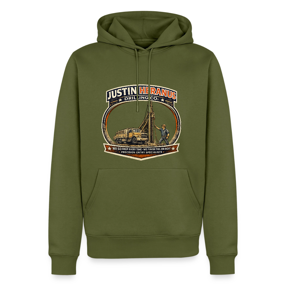 Justin Heranus Drilling Co Hoodie Funny Adult Humor - khaki green 
