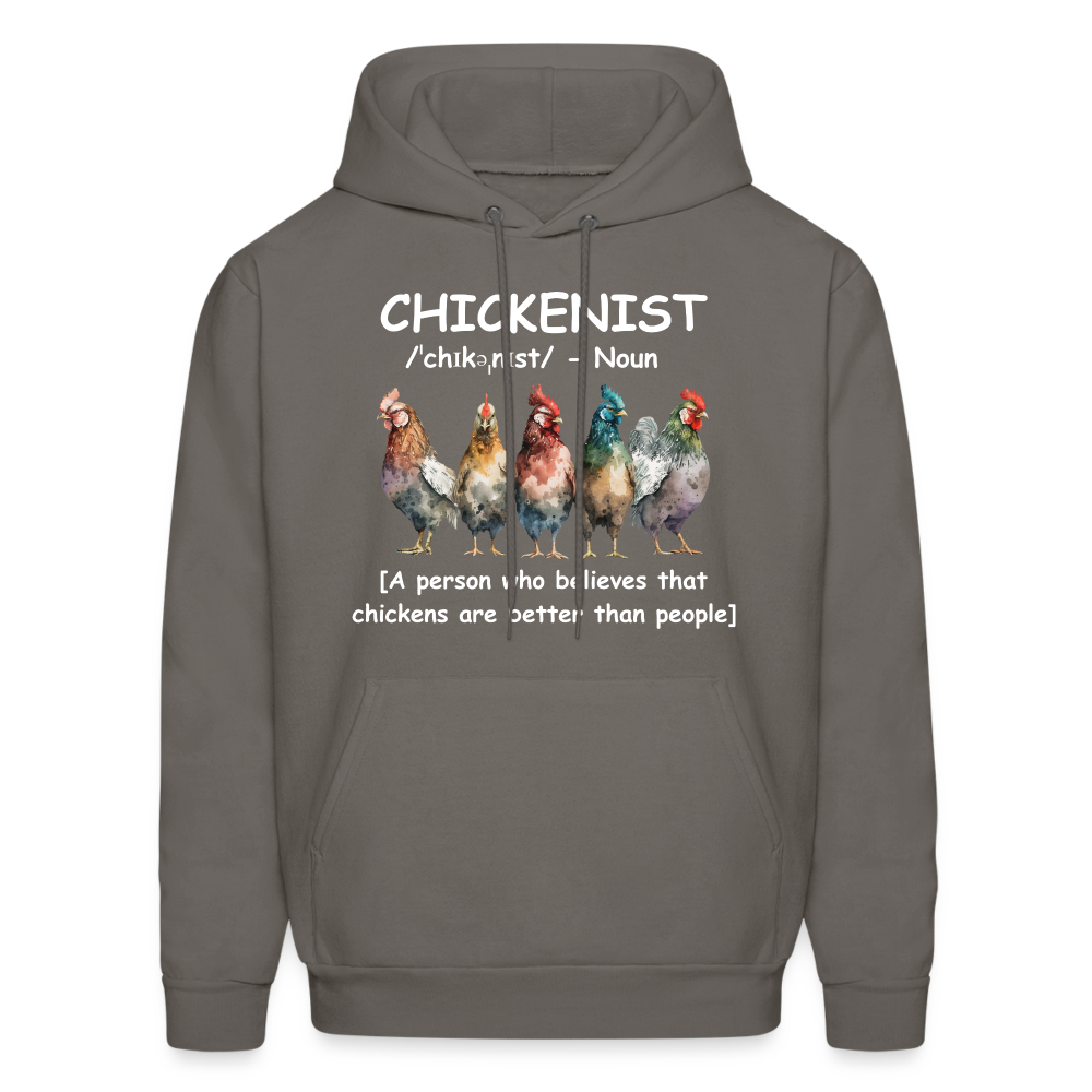 Chickenist Hoodie (Chickens are better than people) - asphalt gray