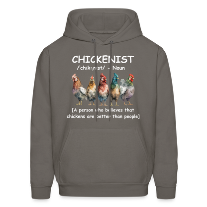 Chickenist Hoodie (Chickens are better than people) - asphalt gray