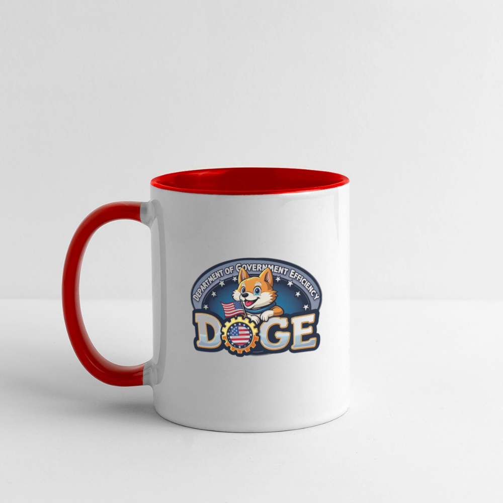 DOGE Logo (Dept of Government Efficiency) Coffee Mug - white/red