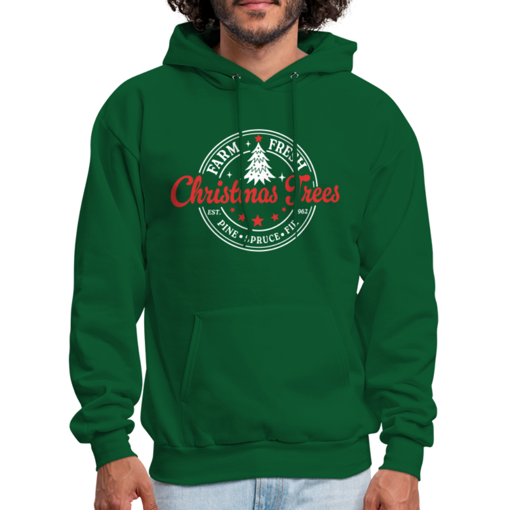 Farm Fresh Christmas Trees Hoodie - forest green