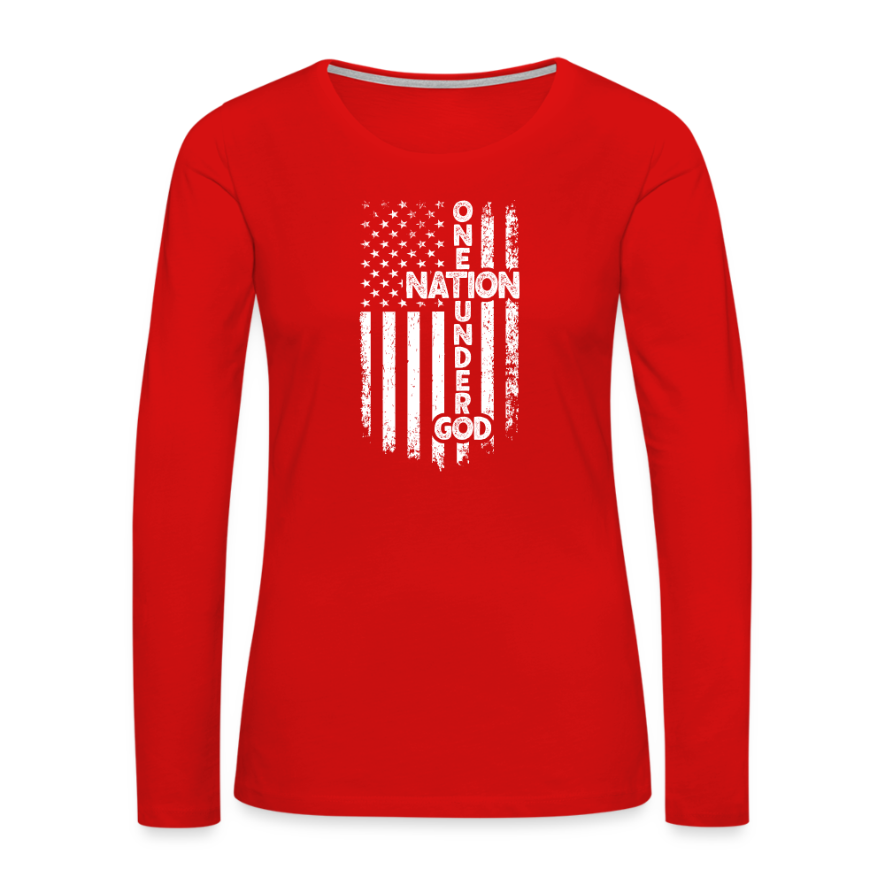 One Nation Under God Women's Premium Long Sleeve T-Shirt - red