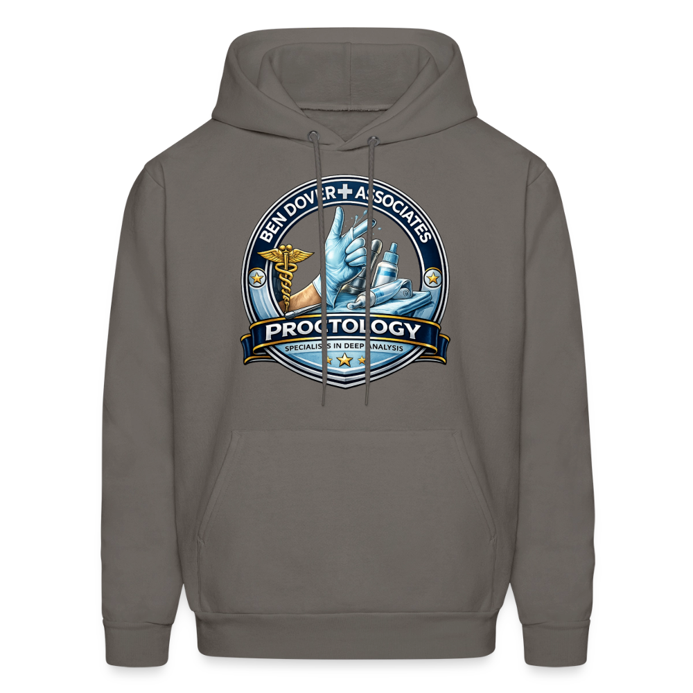 Ben Dover Proctology Funny Graphic Hoodie Color: Asphalt Gray
