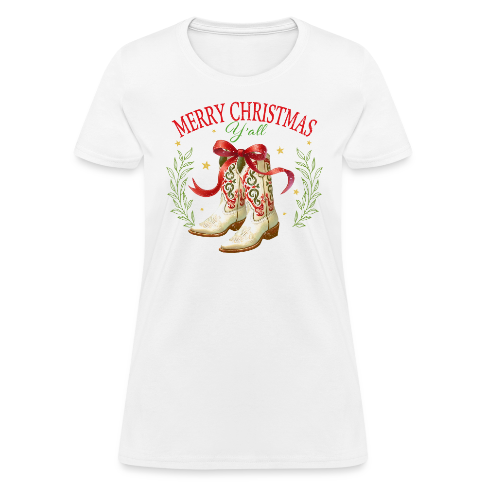 Merry Christmas Y'all Women's Contoured T-Shirt - white