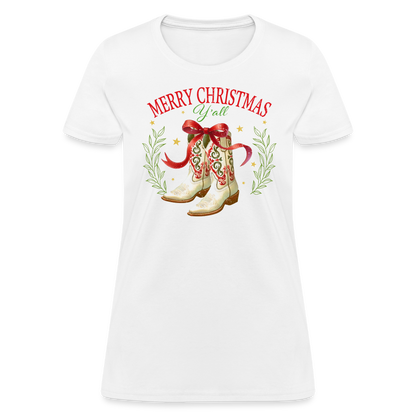 Merry Christmas Y'all Women's Contoured T-Shirt - white