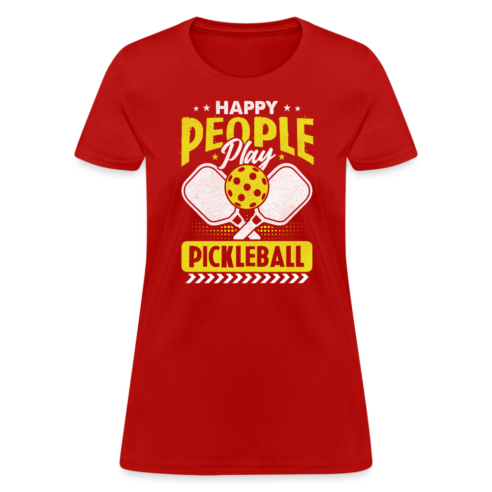 Happy People Play Pickleball Women's Contoured T-Shirt - red