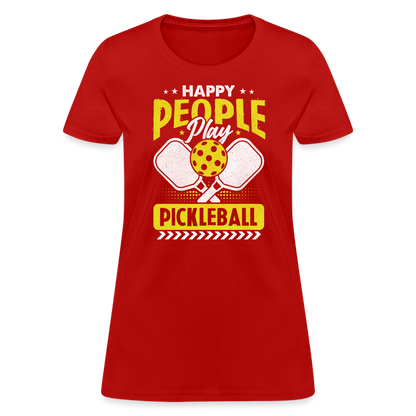 Happy People Play Pickleball Women's Contoured T-Shirt - red