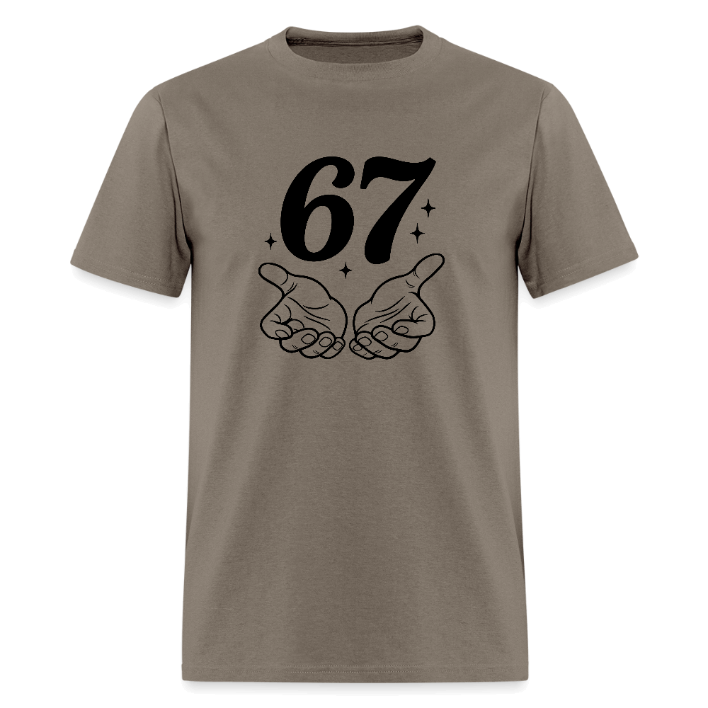 Six Seven 67 Hand Gesture T-Shirt Color: safari