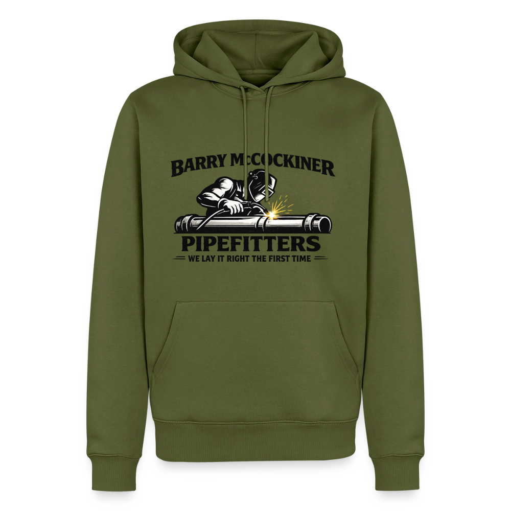 Barry McCockiner Pipefitters Funny Adult Hoodie Color: khaki green