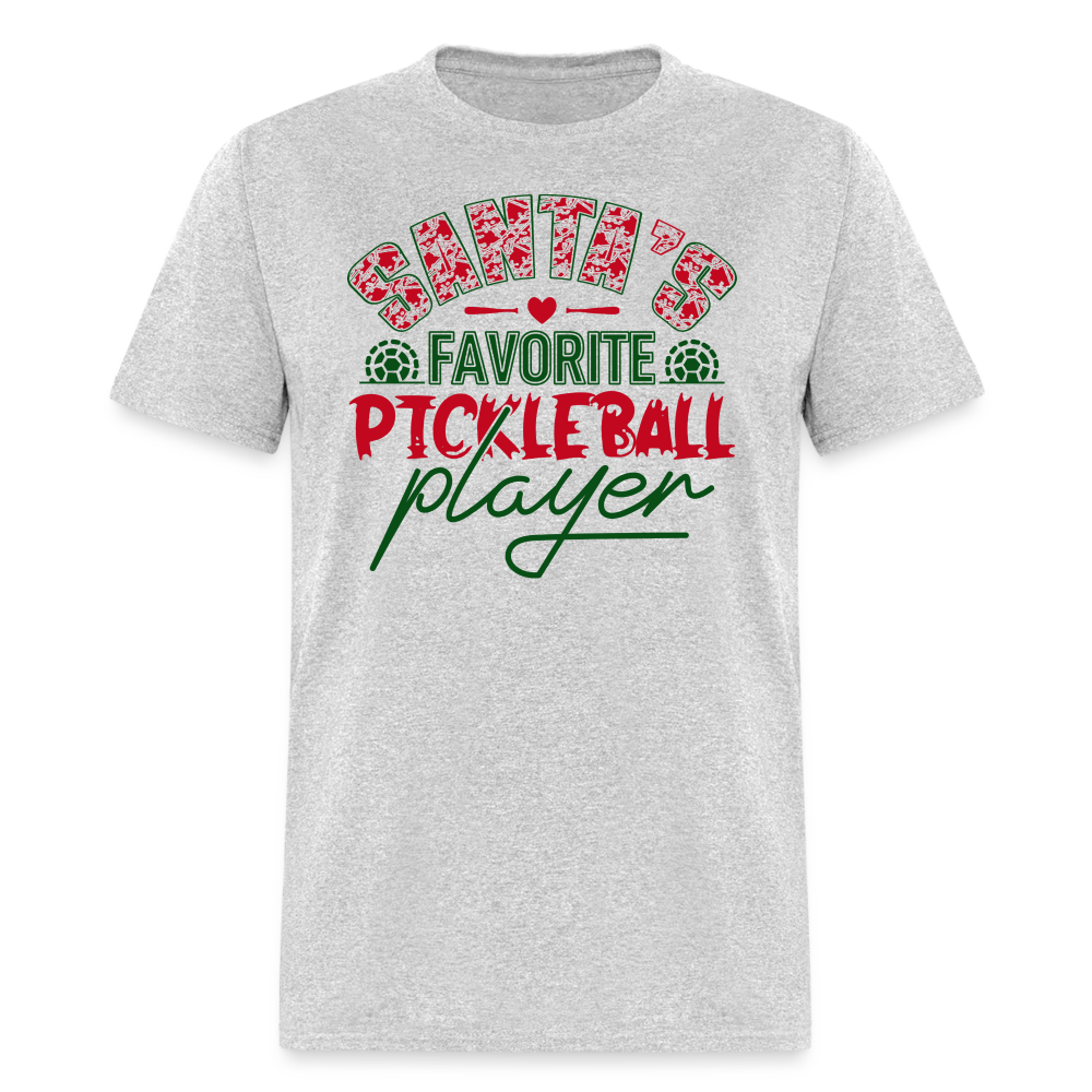 Santa's Favorite Pickleball Player T-Shirt - heather gray