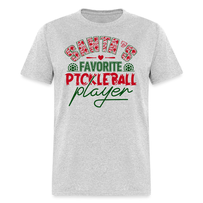 Santa's Favorite Pickleball Player T-Shirt - heather gray