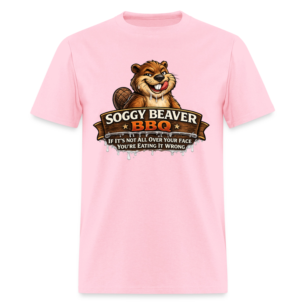 Soggy Beaver BBQ Funny Graphic T-Shirt Color: Pink