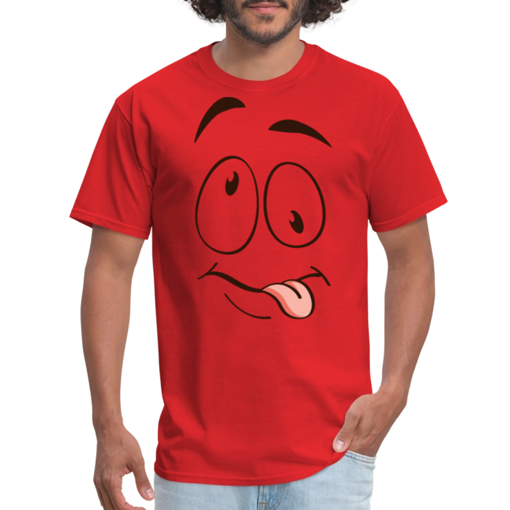 Suggestive Silly Face with Tongue T-Shirt - red