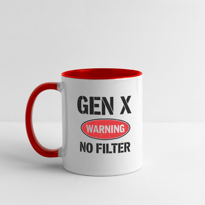 GEN-X Warning No Filter Coffee Mug - white/red