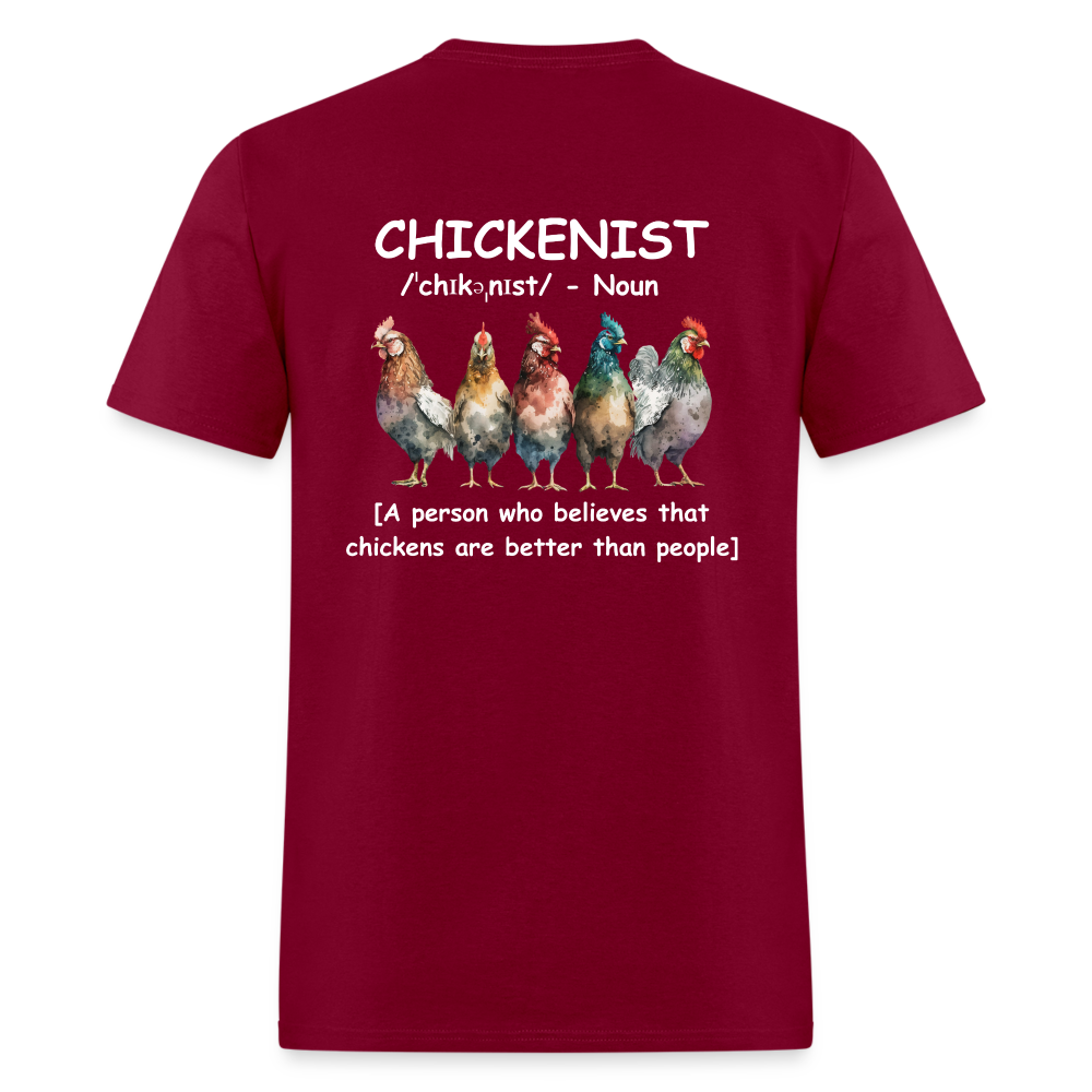 Chickenist T-Shirt (double sided print) - burgundy