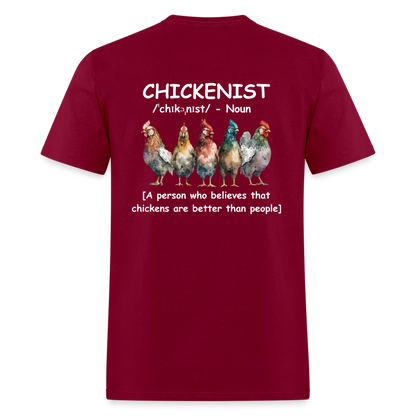 Chickenist T-Shirt (double sided print) - burgundy