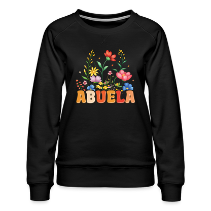 Abuela Women’s Premium Sweatshirt with Floral Design - black