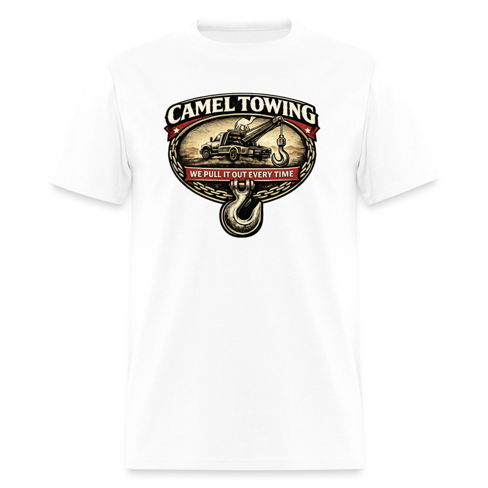 Camel Towing Funny Adult Humor T-Shirt Color: White