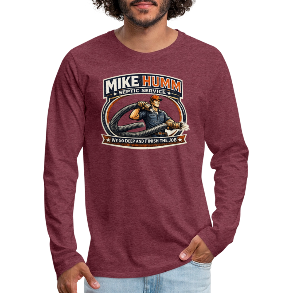 Mike Humm Septic Service Long Sleeve Funny Humor Shirt Color: white