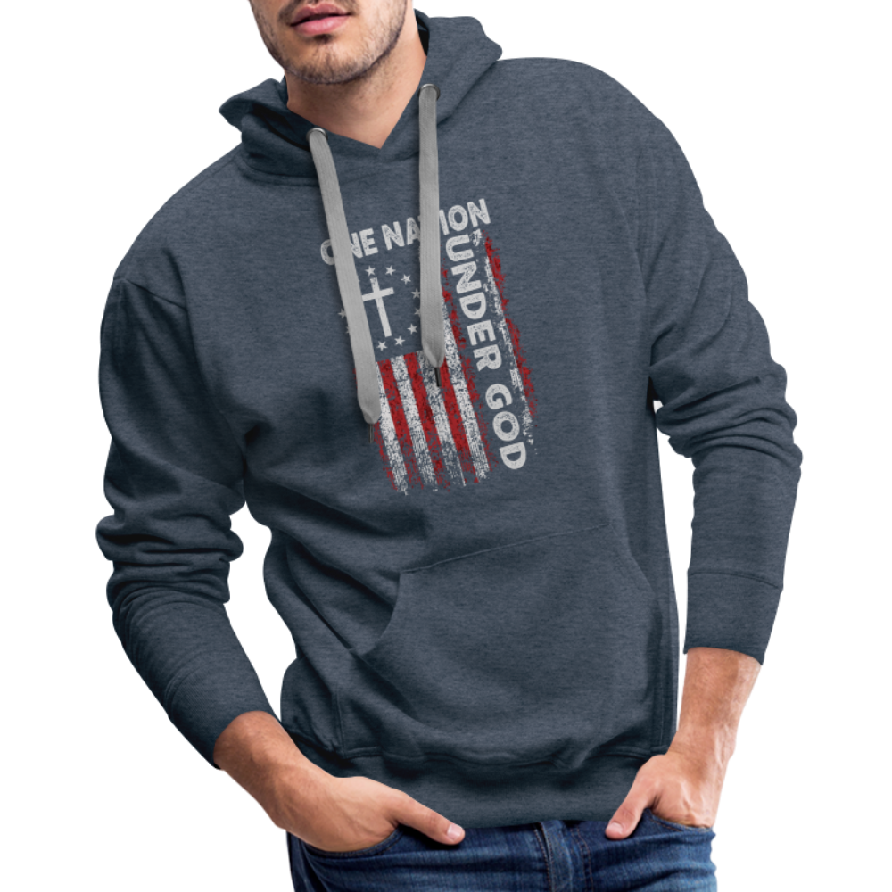 One Nation Under God Men’s Premium Hoodie - heather denim