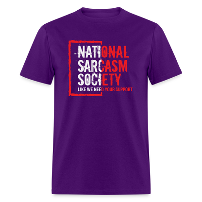 National Sarcasm Society T-Shirt - purple