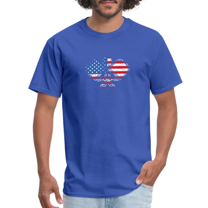 American Flag Pickleball Paddle T-Shirt - royal blue