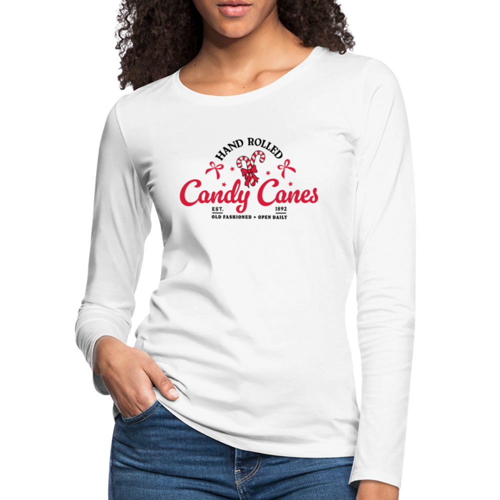 Hand Rolled Candy Canes Women's Premium Long Sleeve T-Shirt - white