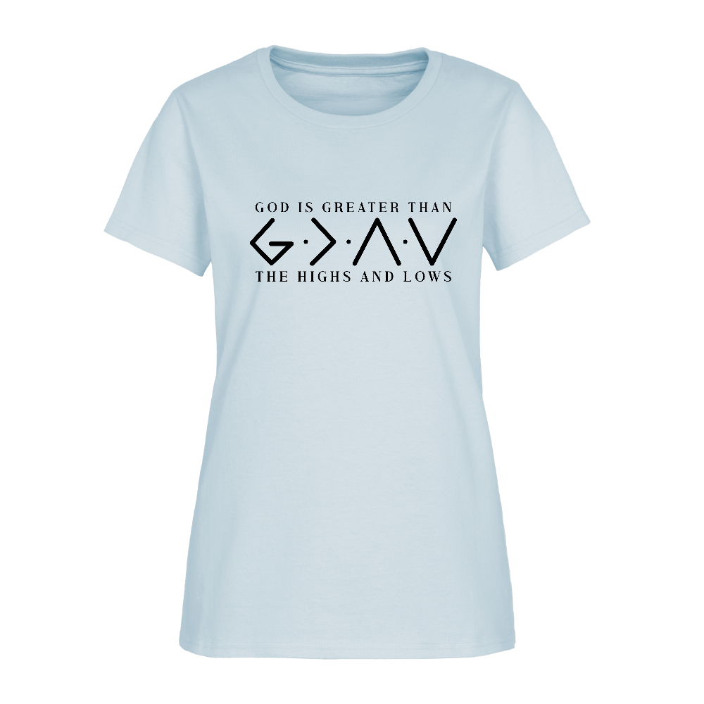 God is Greater Than the High And Lows Women's T-Shirt - light blue